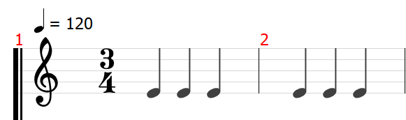和音　音名　ピッチ　音楽理論　楽典　ギター　拍　拍子　小節線　単純拍子　複合拍子　混合拍子　2拍子　3拍子　4拍子　拍子記号　4分の3拍子