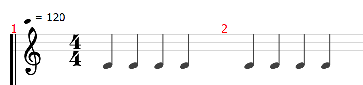 和音　音名　ピッチ　音楽理論　楽典　ギター　拍　拍子　小節線　単純拍子　複合拍子　混合拍子　2拍子　3拍子　4拍子　拍子記号　4分の4拍子