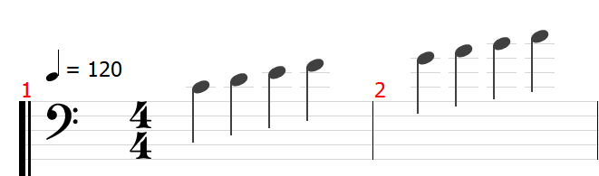 楽譜　五線譜　tab　tab譜　読み方　ト音記号　ヘ音記号　音部記号　拍子　ギター　音楽理論